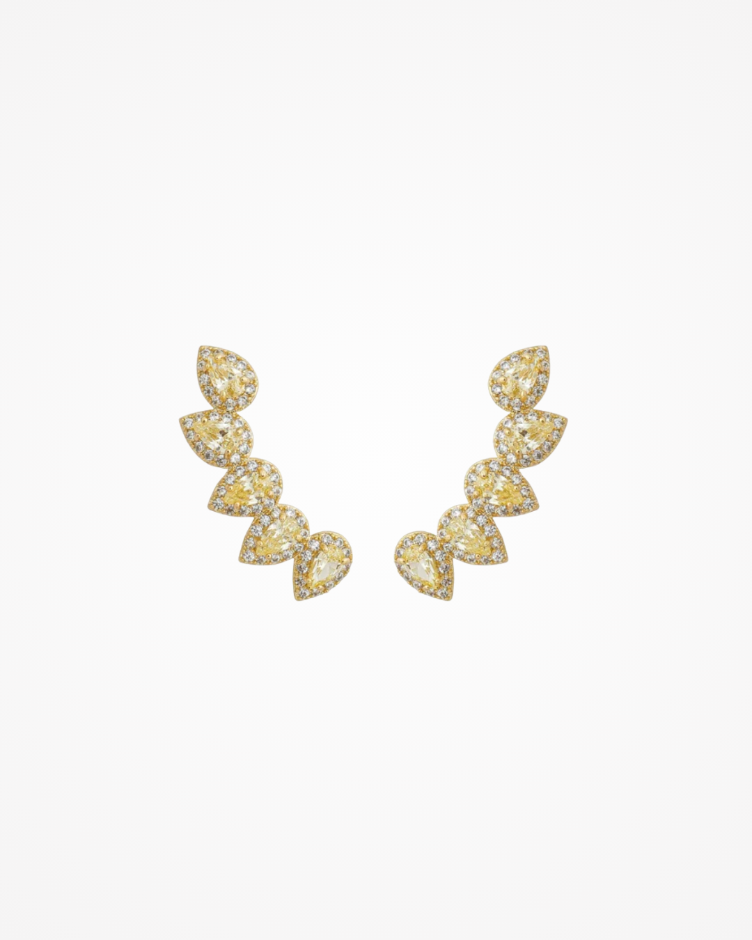 Brinco Ear Cuff Gotas Zircônia Citrino Ouro 18k - SAYE Joias