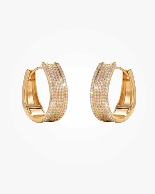 Brinco Argola Luxo 8 Fileiras de Zircônias | Banhado a Ouro 18k - SAYE Joias