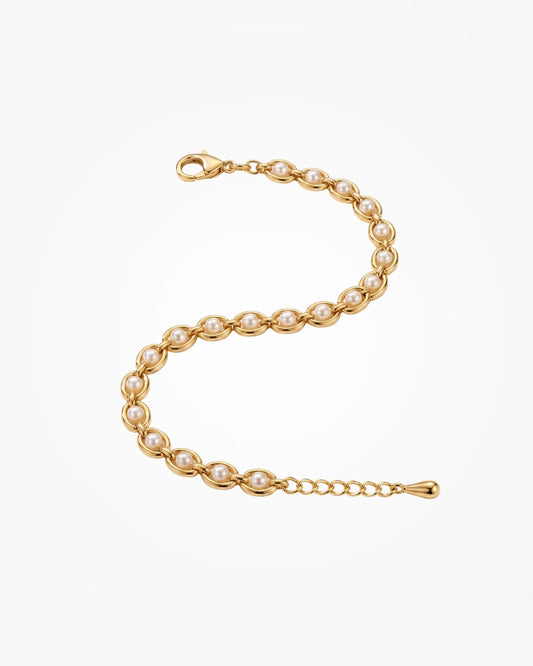 Pulseira de Elos com Mini Pérolas | Banhado a Ouro 18k - SAYE Joias