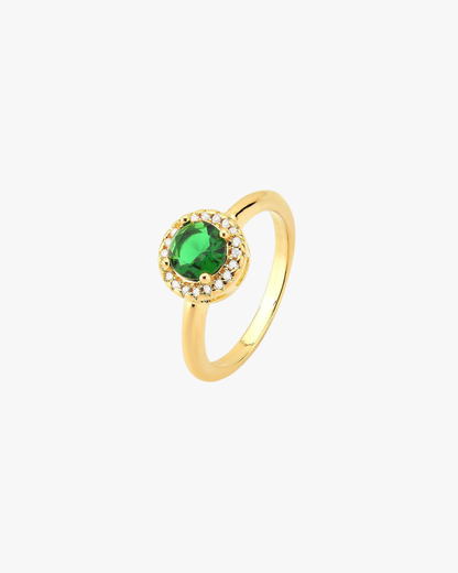 Anel Cravejado Zircônia Verde | Banhado a Ouro