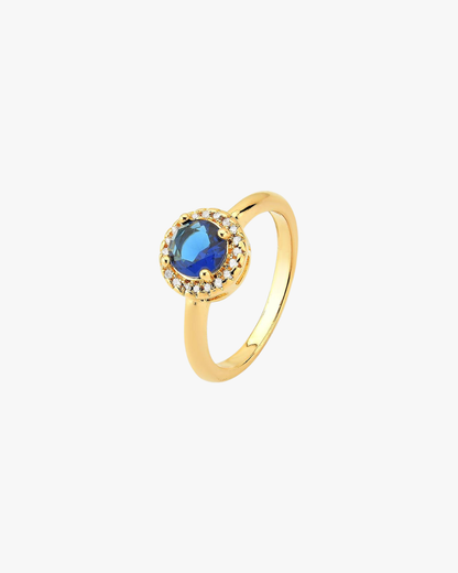 Anel Cravejado Com Zircônia Azul | Banhado a Ouro