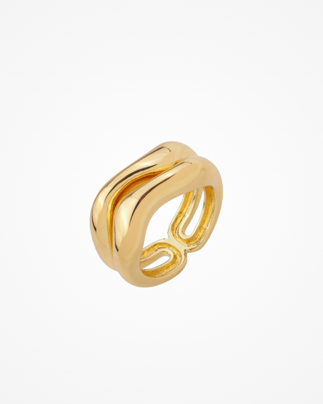 Anel dourado liso banho em ouro 18k - SAYE Joias