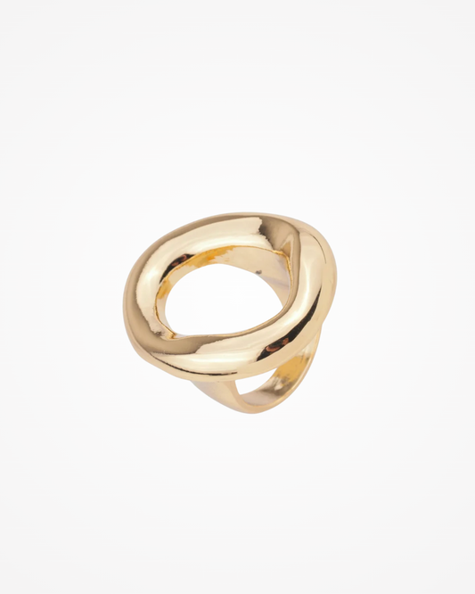 Anel Dourado Orgânico Banho em Ouro 18k - SAYE Joias