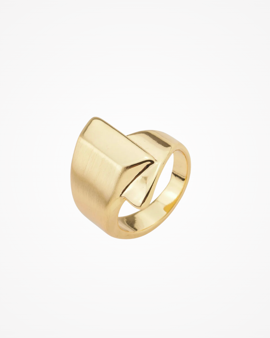 Anel Geométrico Liso e Acetinado Banho em Ouro 18K - SAYE Joias
