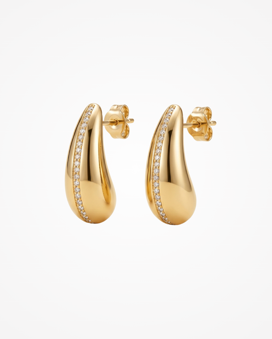 Brinco Cravejado Zircônia Cristal Ouro 18k - SAYE Joias