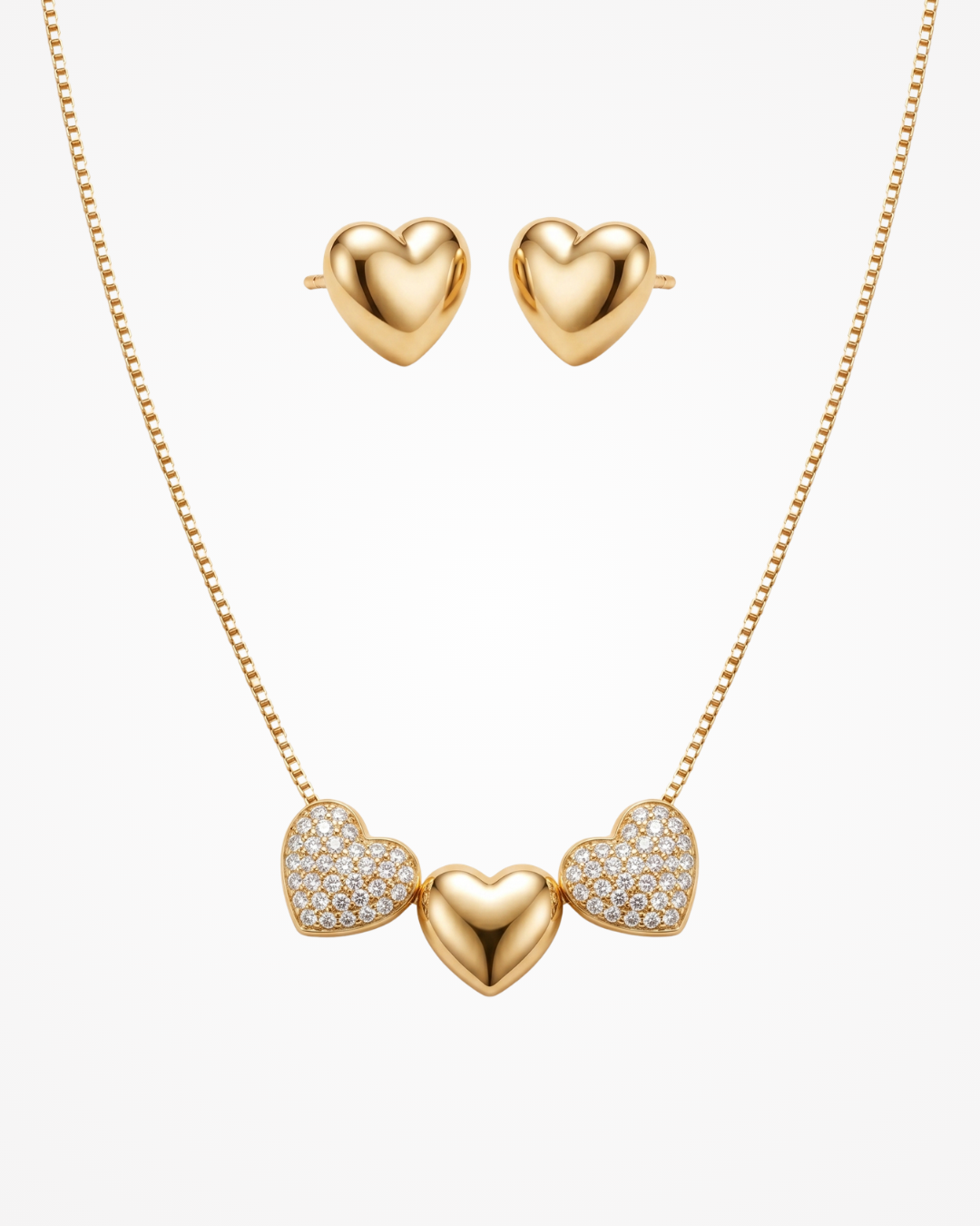 Conjunto Coração Colar e Brinco Zircônia Ouro 18k | Presente Romântico - SAYE Joias