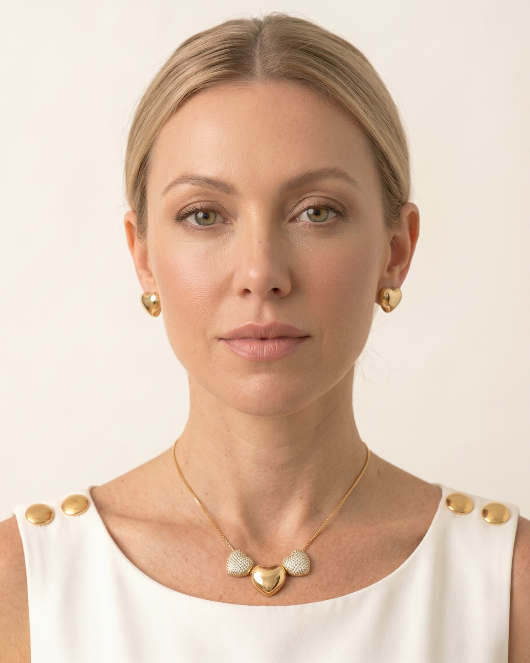 Conjunto Coração Colar e Brinco Zircônia Ouro 18k | Presente Romântico - SAYE Joias