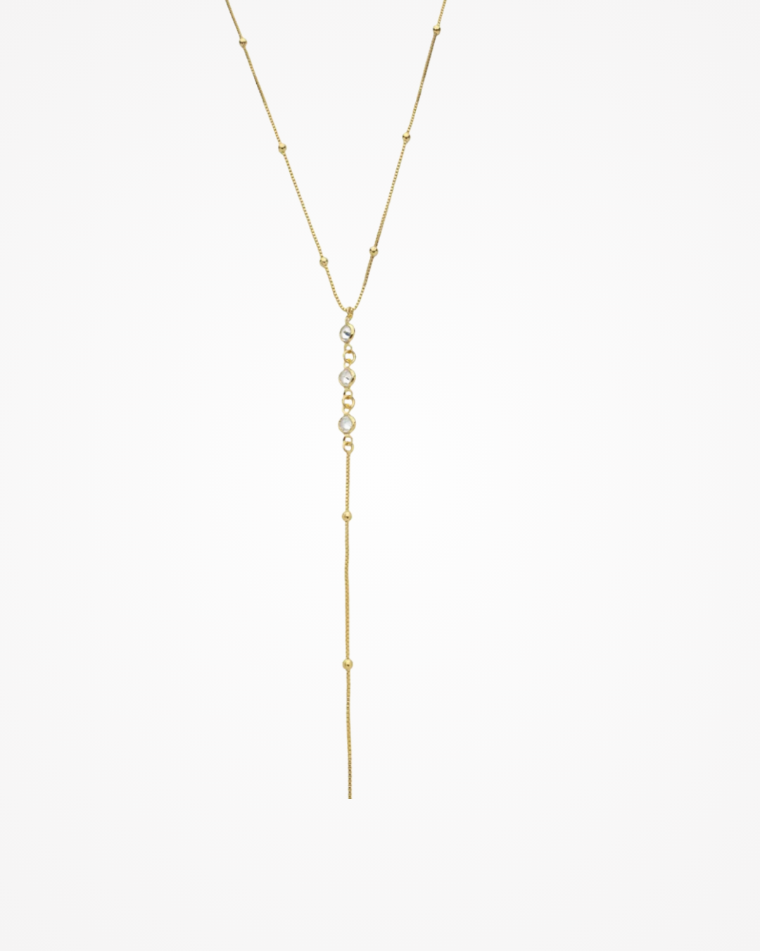 Colar Gravata Delicado com Esferas e Zircônia Ouro 18k - SAYE Joias