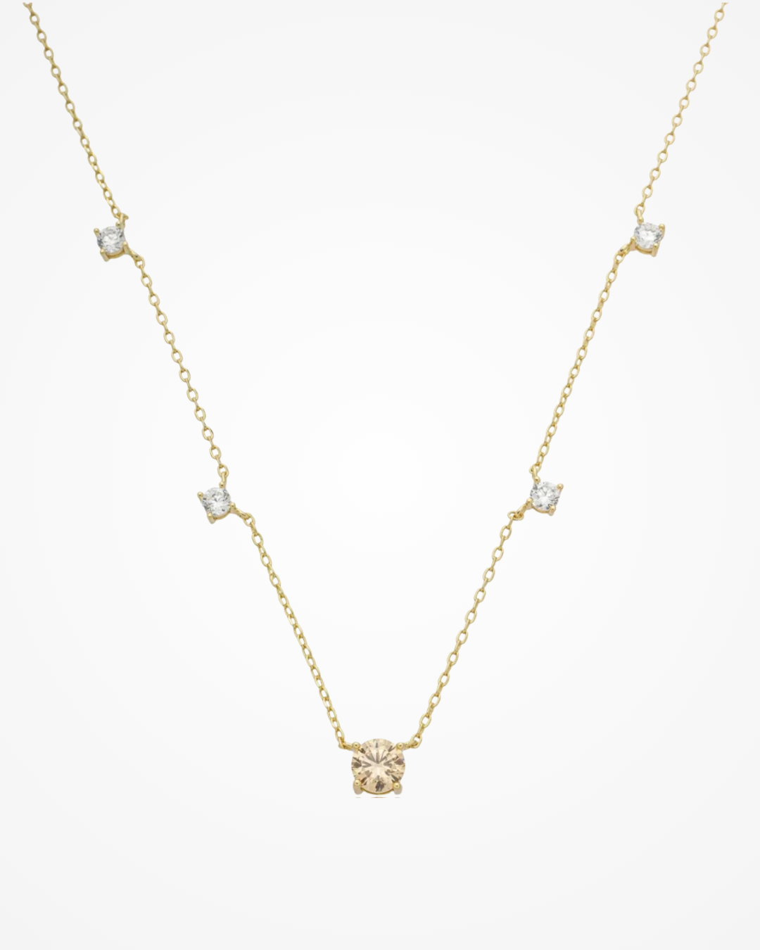 Colar Pontos de Luz Zircônia Champanhe e Cristal Ouro 18k - SAYE Joias