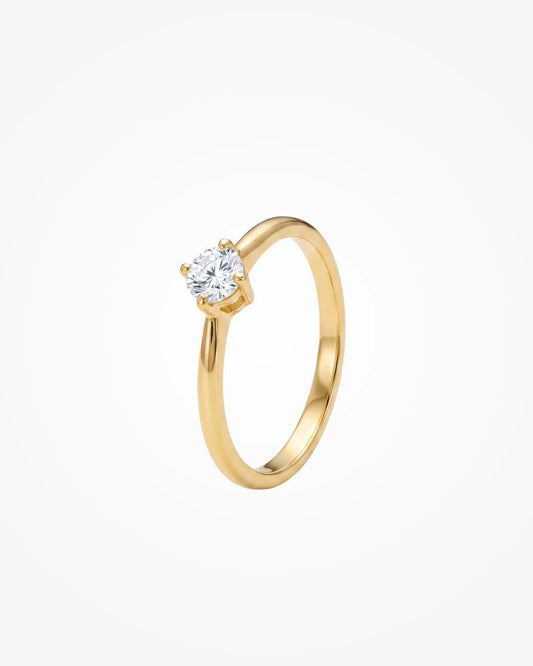 Anel Solitário Clássico com Zircônia | Banhado a Ouro 18k - SAYE Joias