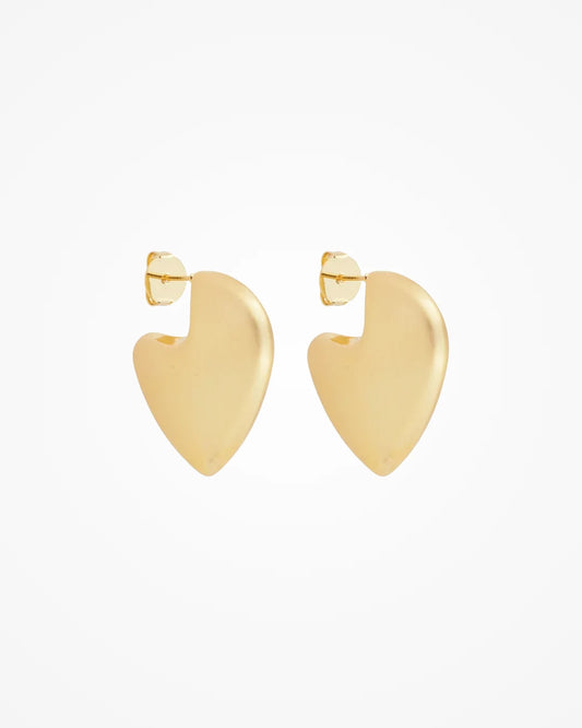 Brinco Coração Maximalista Acetinado Dourado | Banhado a Ouro 18k - SAYE Joias