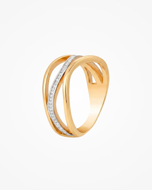 Anel Curvado Design Moderno com Zircônias | Banhado a Ouro 18k - SAYE Joias