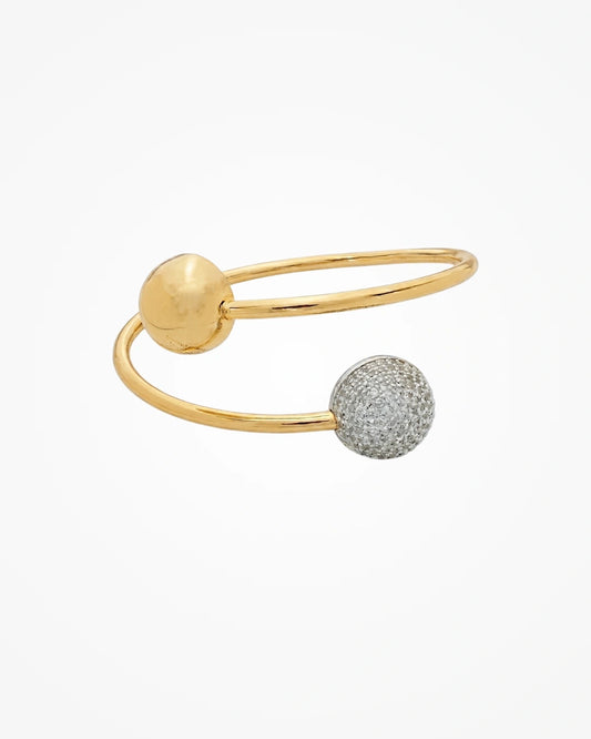 Bracelete Cravejado Zircônia Ouro 18k com Detalhe Ródio | Banho Duplo - SAYE Joias