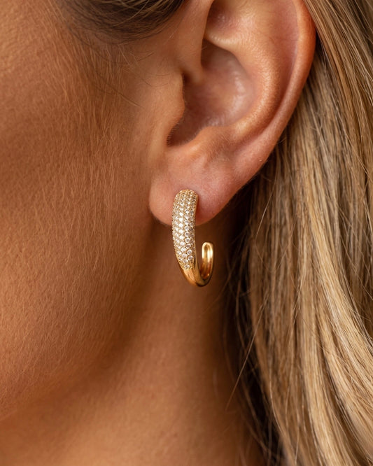 Brinco Argola Linha de Luz com Zircônias | Banhado a Ouro 18k - SAYE Joias