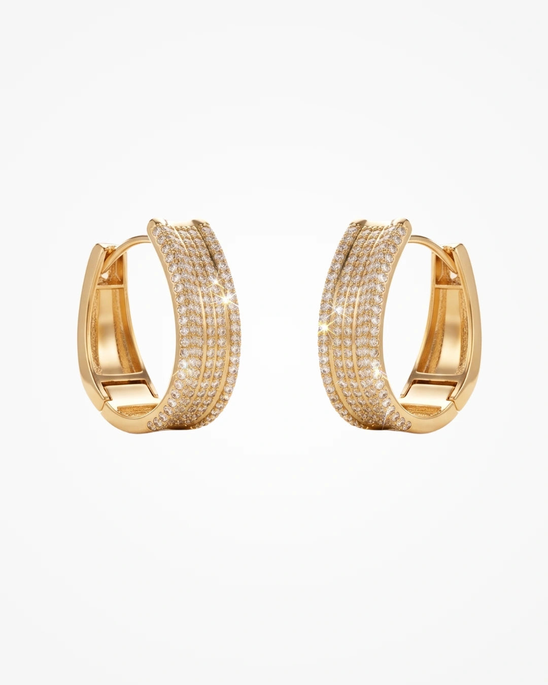 Brinco Argola Luxo 8 Fileiras de Zircônias | Banhado a Ouro 18k - SAYE Joias