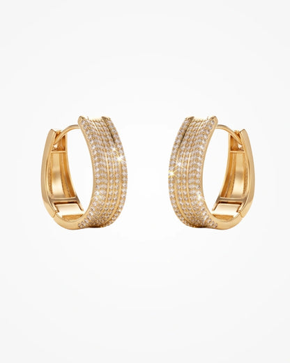 Brinco Argola Luxo 8 Fileiras de Zircônias | Banhado a Ouro 18k - SAYE Joias