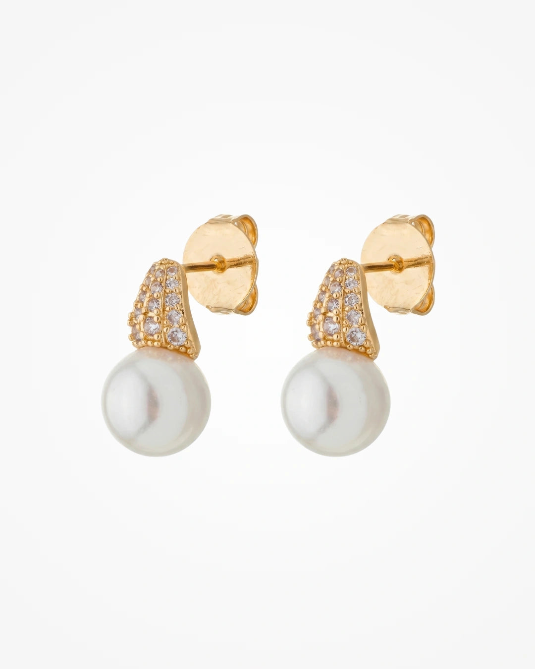 Brinco Pérola com Zircônia Cristal Ouro 18k | Clássico Atemporal - SAYE Joias