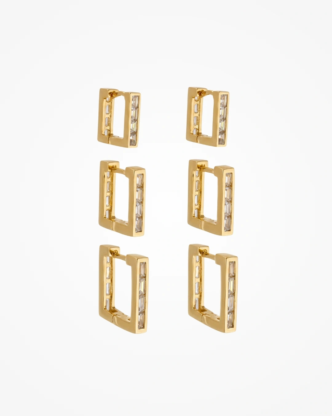 Brinco Trio de Argolas Zircônia Ouro 18k | Kit 3 Pares - SAYE Joias