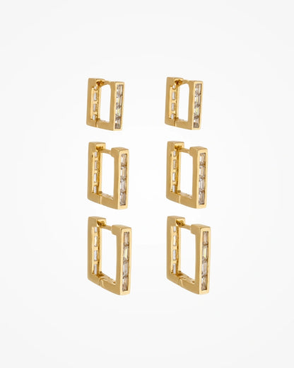 Brinco Trio de Argolas Zircônia Ouro 18k | Kit 3 Pares - SAYE Joias