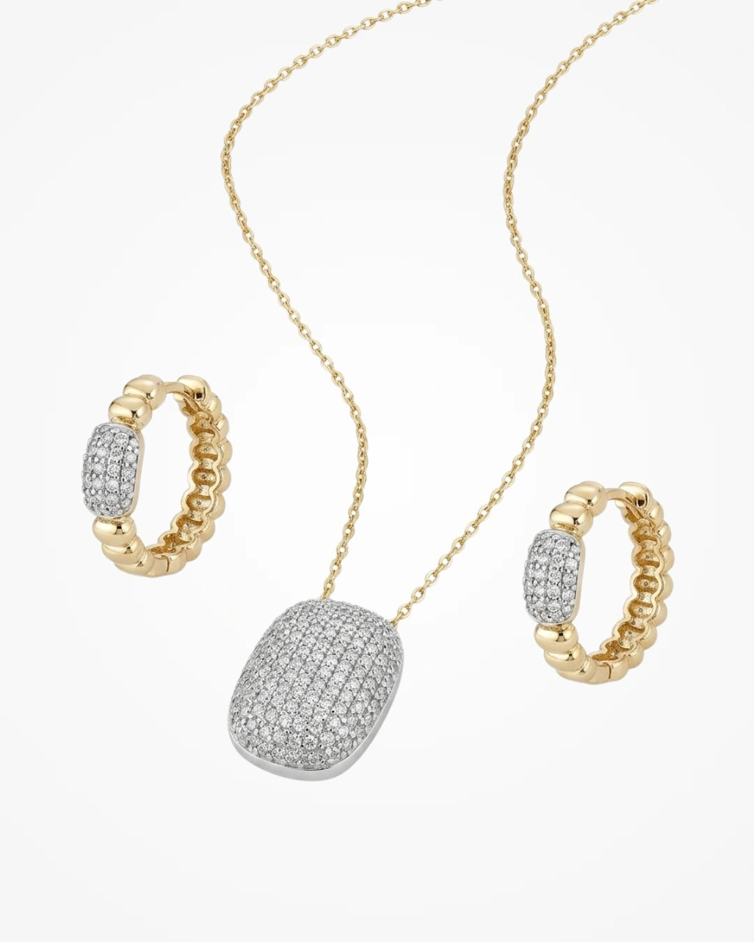 Conjunto Brinco e Colar Zircônia Cristal Ouro 18k | Presente Ideal - SAYE Joias