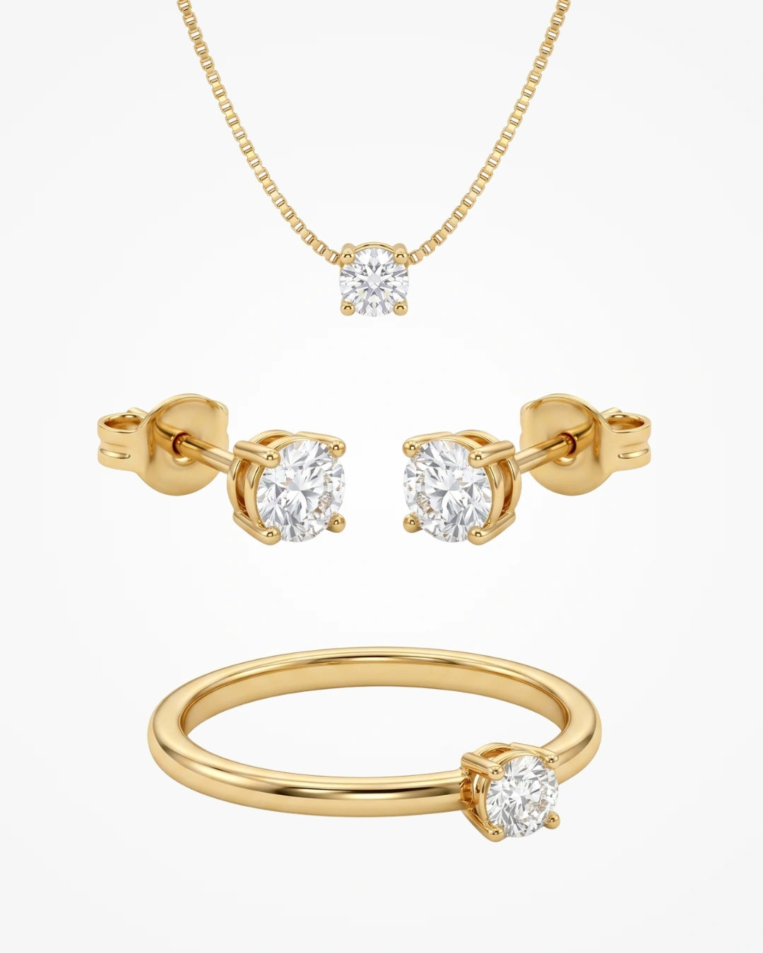 Conjunto Ponto de Luz Completo | Brinco + Colar + Anel | Banhado a Ouro 18k - SAYE Joias
