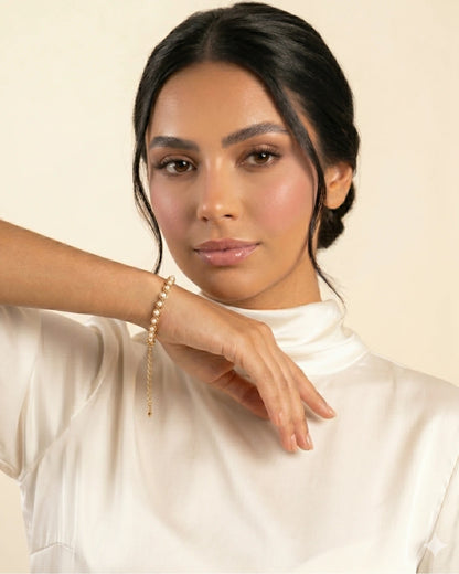 Pulseira de Elos com Mini Pérolas | Banhado a Ouro 18k - SAYE Joias